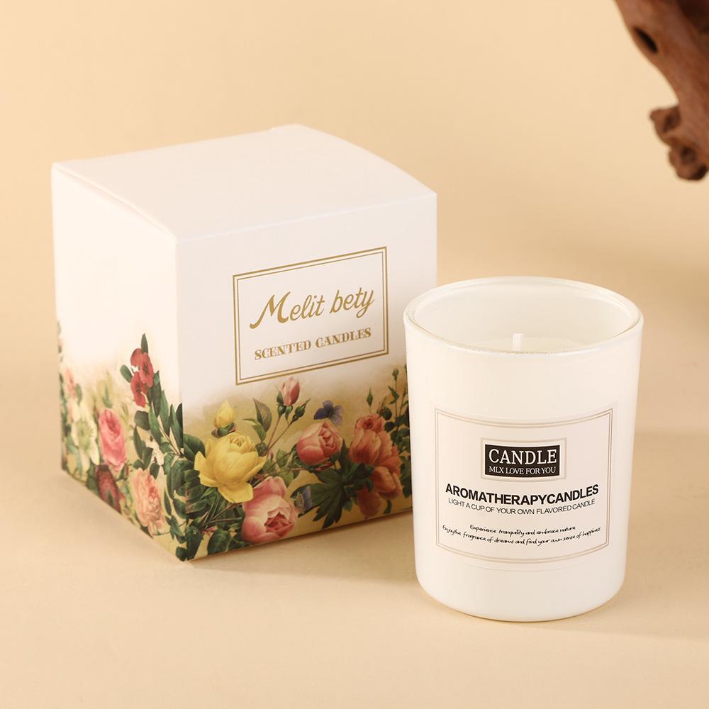 

Bright White Glass Scented Candle Home Creative Holiday Gift Unscented Candle Decoration White tea