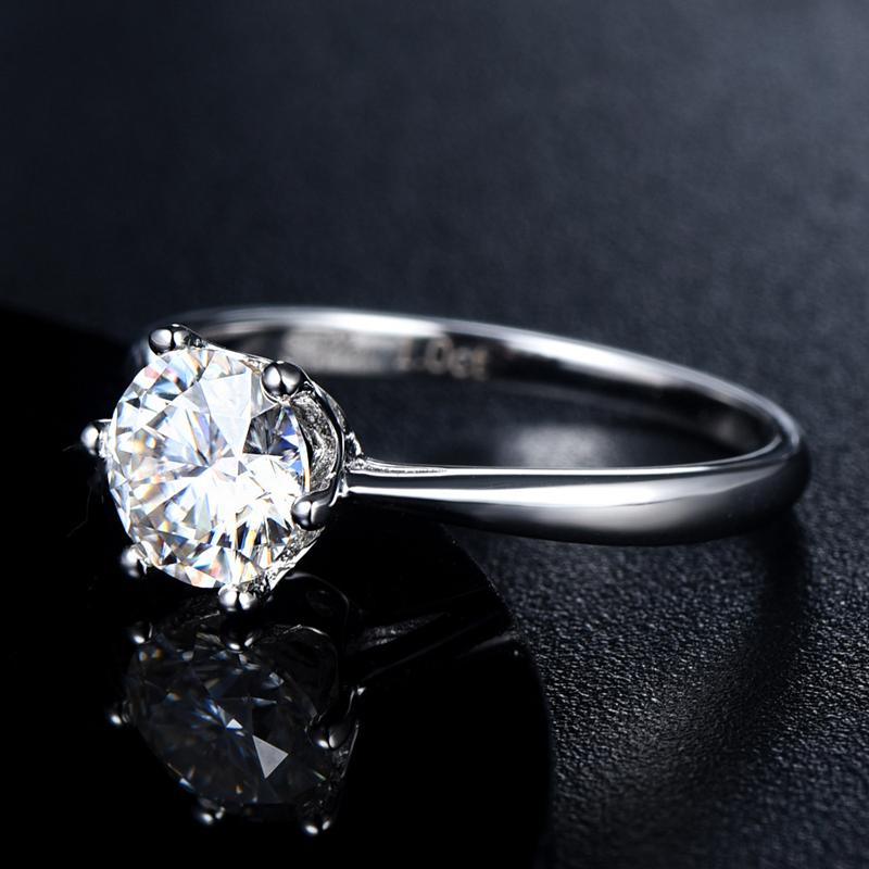 Echter 925 Sterling Silber D Farbe Moissanit Ring Brillantschliff Diamant Test bestanden Sechs Krallen Moissanit Ringe für Frauen Schmuck
