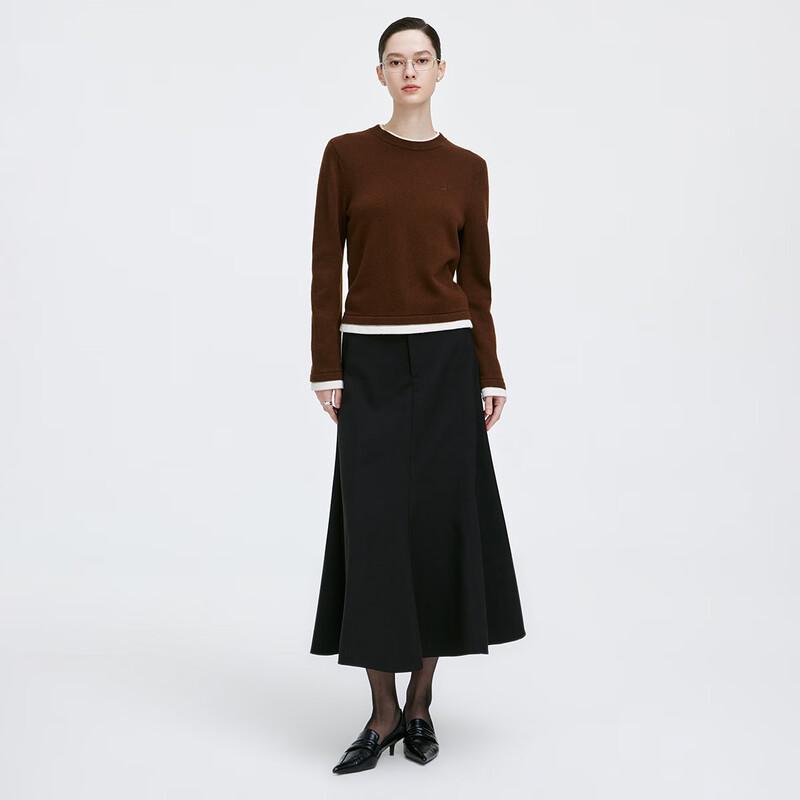 Giovanni Valentino Women's Pure Wool Faux Two-Piece Round Neck Sweater