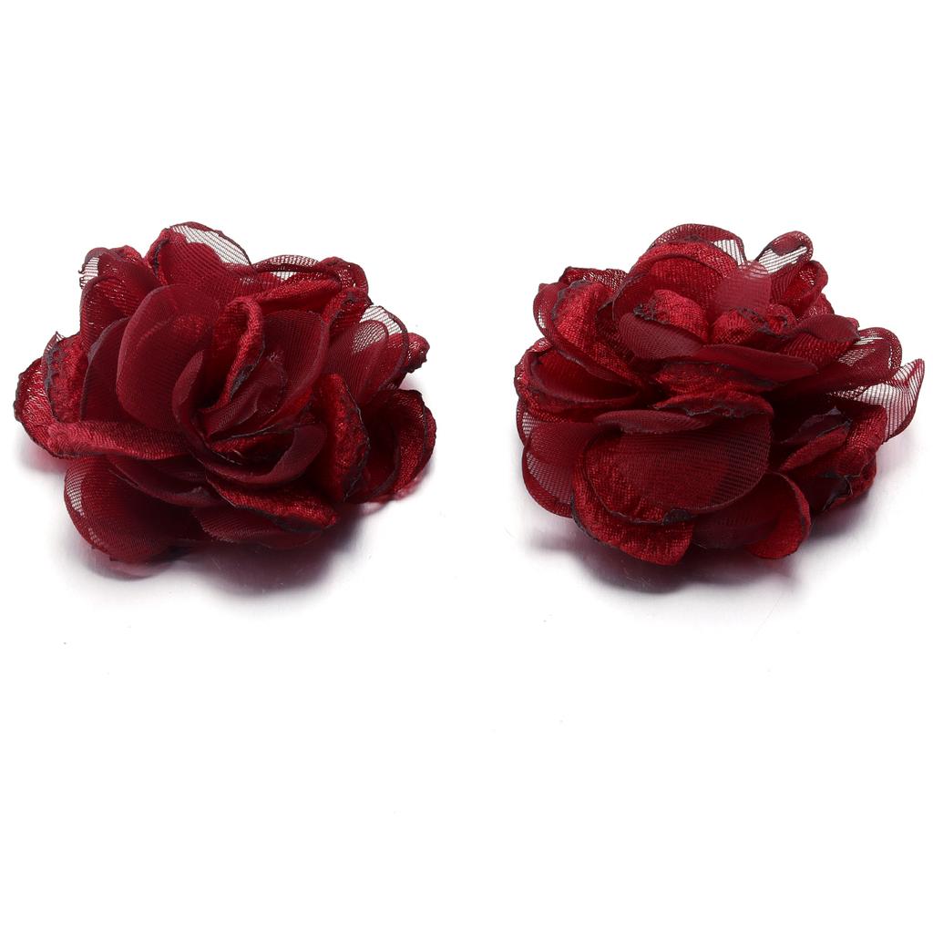 2pcs 5.5cm Chiffon Fabric Flowers Colorful Burnt Edge Artificial Flowers For Wedding Party DIY Handmade Clothing Headwear Decor