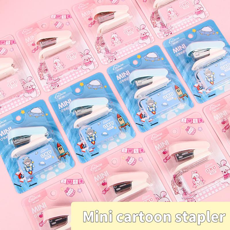 Cartoon Stapler Mini Small Set Cute Student Stationery Multi-Functional Binding Machine Nail Test Paper Stapler