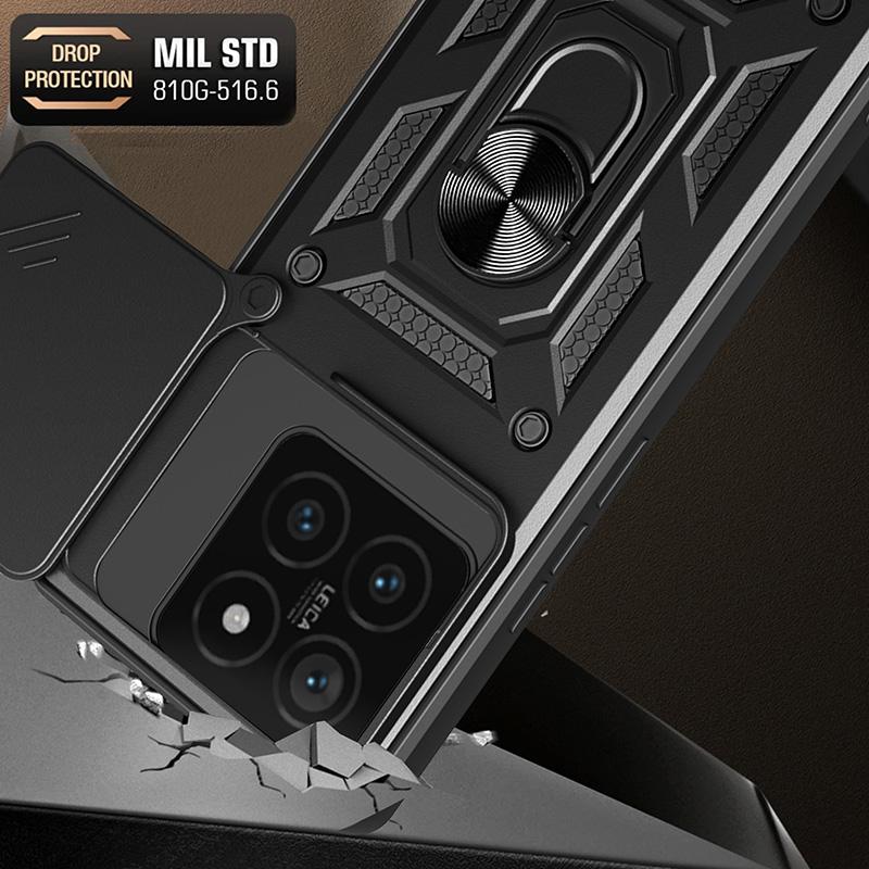 Shockproof Armor Case for Xiaomi Mi 14T Pro 13T 12T 11T with Car Magnetic Ring Holder Phone Cover Protection