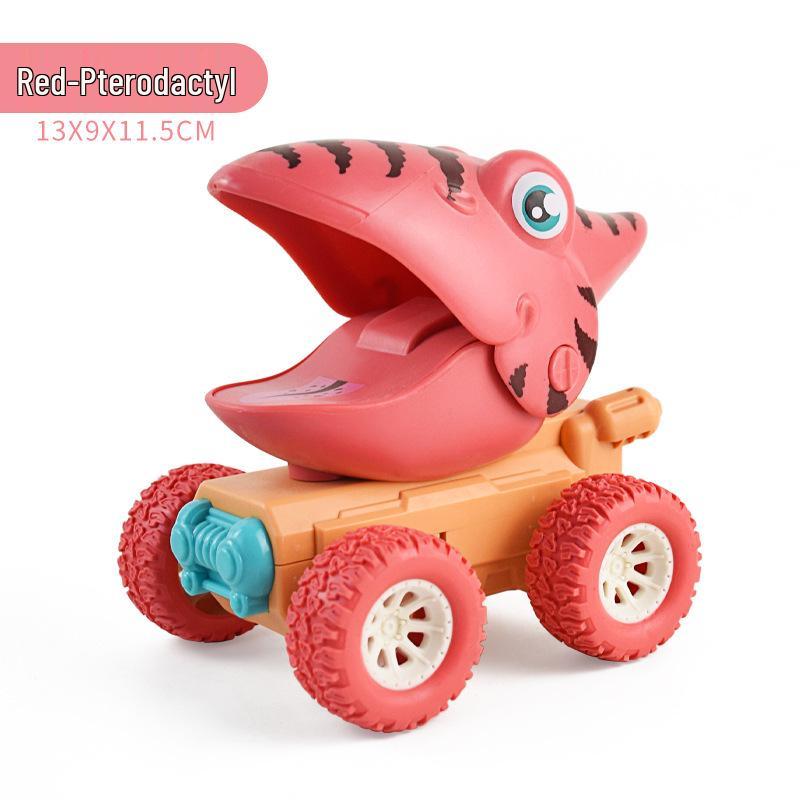 Cross-Border Cute Dinosaur Pull-Back Toy Car for Kids - Press-and-Go Inertia Vehicle