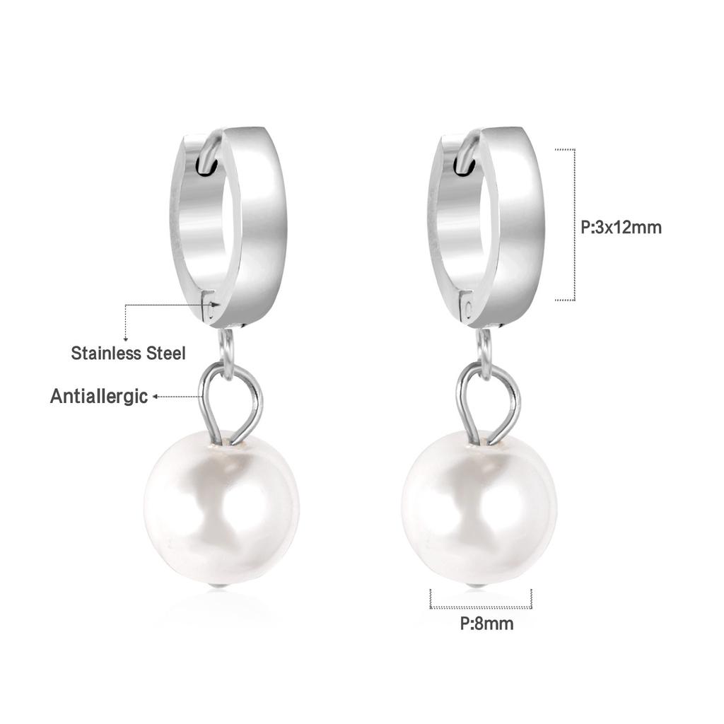 Vintage Fashion Imitation Pearl Clip-On Earrings Niche Design Stainless Steel Women's Hoops Elegant High-End Party Jewelry
