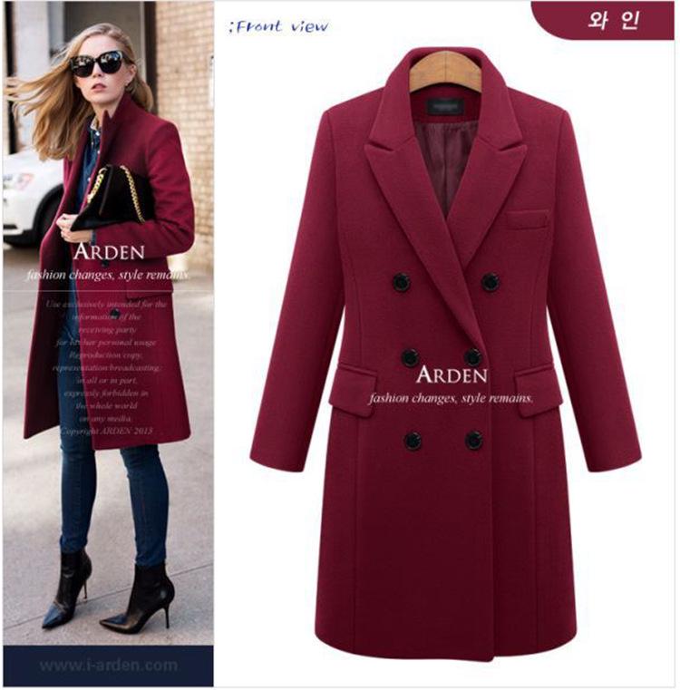 Mid-Length Plus Size Wool Blend Double-Breasted Women's Coat - Autumn/Winter Collection