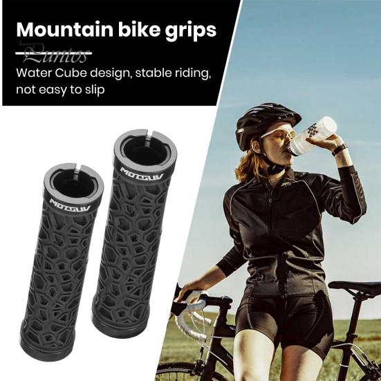 Mountainbike Handlebar Grips 1 Pair Bicycle Handle Bar with Plugs Ergonomic Impact Protection Design Non-Slip Shock-absorbing Single-sided Locking