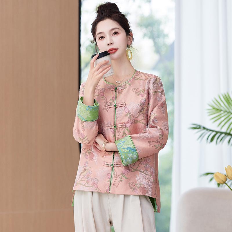 Dámská stylová bunda na jaro/podzim 2024 v čínském stylu