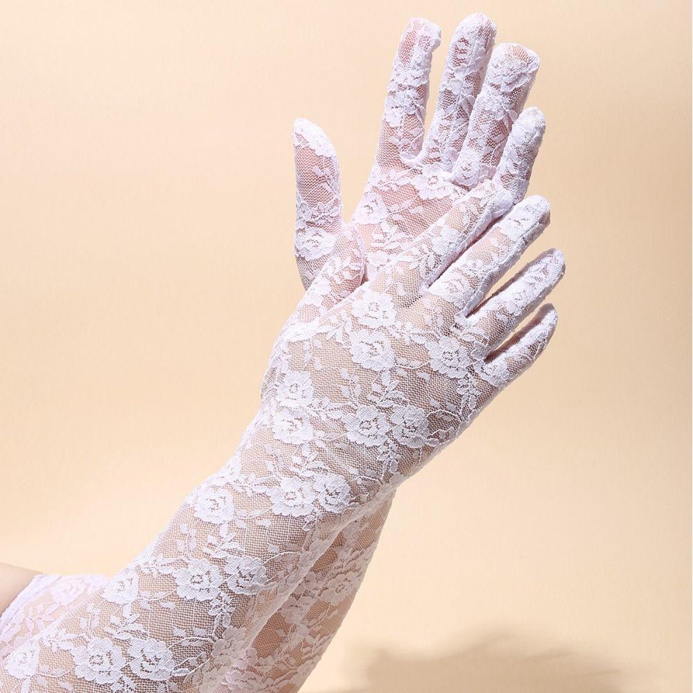 Long Wedding Mittens Transparent Lace Gloves Luxury Bridal Gloves Wedding Accessories