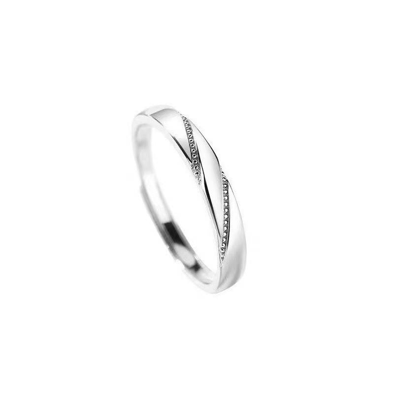 Love at First Sight: Adjustable Unisex Couple Rings with Diamond Inlay - Japanese & Korean Style