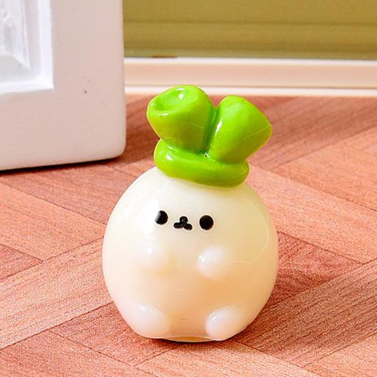 Cute Tiny Vegetables Resin Miniature Ornament Cartoon Scallion Figurine for DIY Dollhouse Fairy Garden Landscape Desk Office Decor
