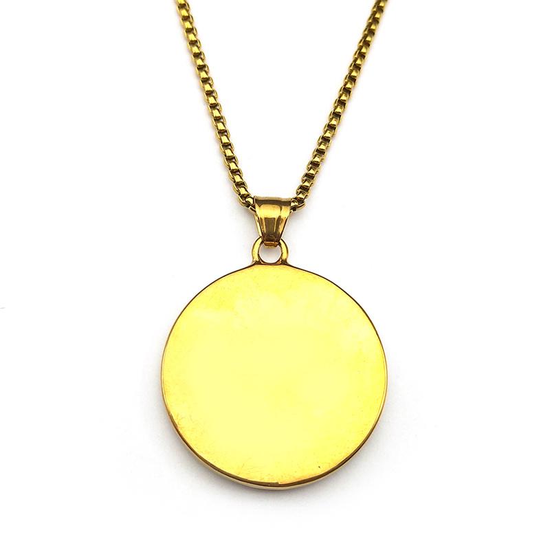ST.Christopher Protect Us Medal Rhinestones Necklace Saint Christopher Stainless Steel Gold Color Christian Necklaces Jewelry