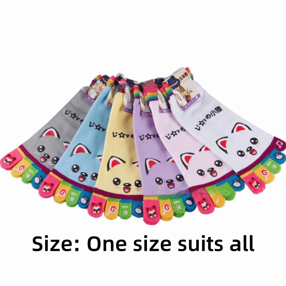 Funny Cartoon Five-finger Socks Breathable Sweat-absorbing Five-Toed Socks Cotton Socks Women