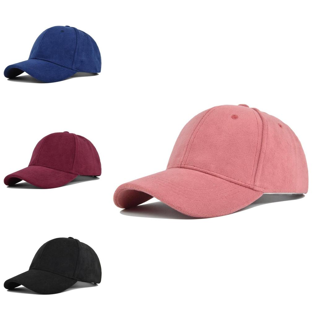 Soft Top Baseball Cap Solid Color Suede Plush Duck Tongue Cap Outdoor Sports Cap Sunshade Panel Cap Cl745-1 Black