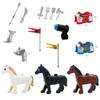 Big Building Block Bricks Military War Helmet Assembles Horse Armor Sword Fittings Flag Armor Assembly Toys For Children
