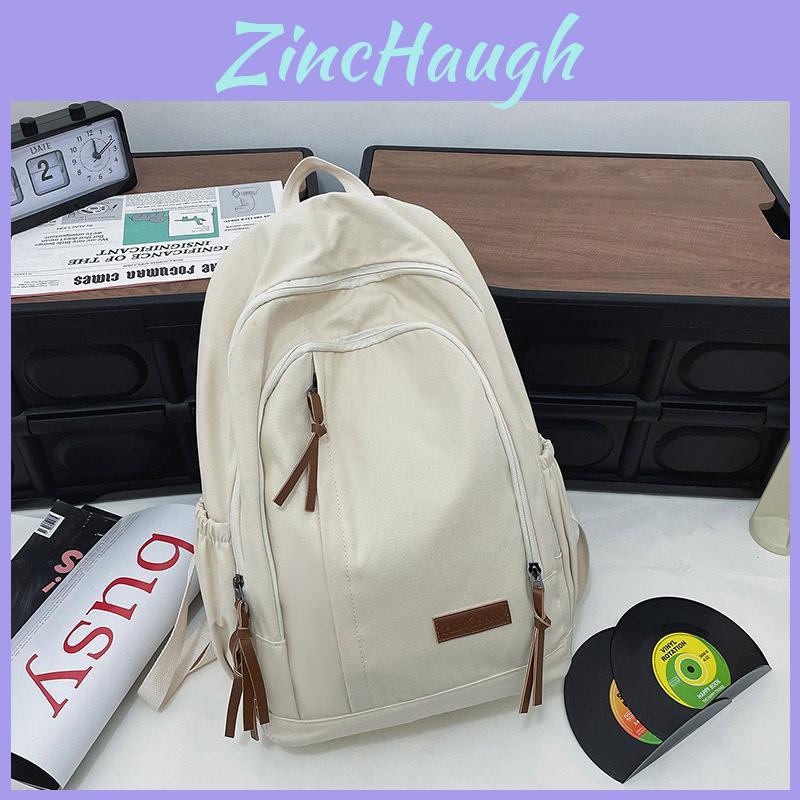 Simple Solid Color Letter Decoration Large Capacity Student Backpack For Teen Students