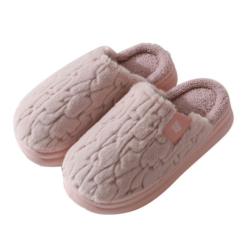 Thick bottom new warm non-slip cotton slippers women's autumn and winter home indoor men's and women's fluffy cotton slippers
