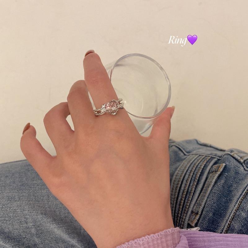 New Arrived Romantic Lovely Pink Bowknot Design Female Exquisite Jewelry Ring with Micro Bow Tie Zircon for Party and Dating