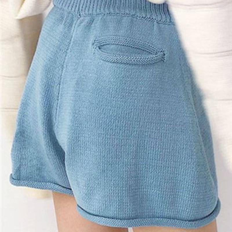 Koreanische Version Schlankmachende Lockere High Waist Heißpants A-Linie Weites Bein Gestrickte Shorts für Damen Vielseitige Oberbekleidung Lässige Hosen