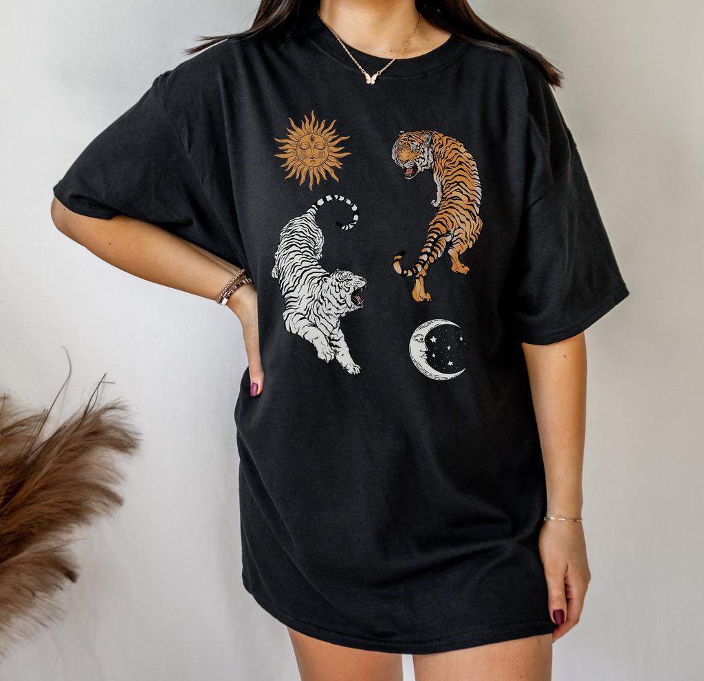 Vintage Tiger Graphic Tee Lunar New Year Chinese New Year Of The Tiger Shirt Yin Yang Shirt Chinese Zodiac Aesthetic Clothes Indie Clothing