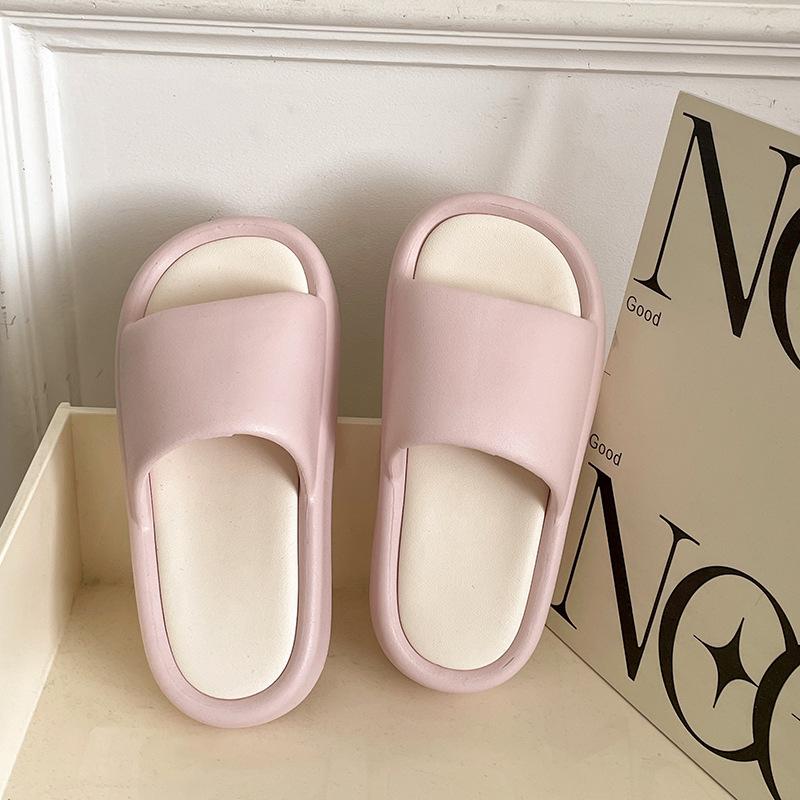 Green Shit-stepping Thick-soled One-word Slippers Women's Summer Wear Soft-soled Non-slip Cool Slippers