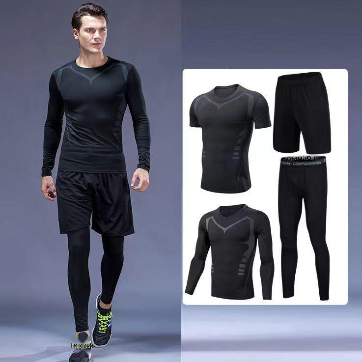 Men's Sci-Fi High Elasticity Quick-Dry Sports Set - Breathable, Tight Fit for Running & Basketball