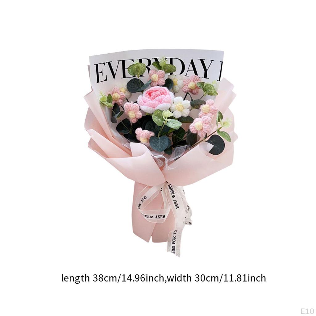 Artificial Flower Bouquet Crochet Design for Holiday Table Centerpiece Gift From Kids