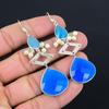 Friendship Day Deal Natural Blue Chalcedony Sterling Silver Dangle Boho Earrings