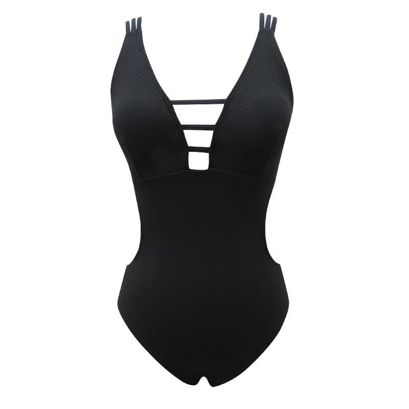 Swimsuit sexy slim black one-piece triangular bikini backless bikini simple swimsuit