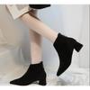 Fashion New Faux Suede Ankle Boots Women Chunky Heeled Plush Shoe Woman Chic Shoes Lady Boot Pointed Thick Heel Short