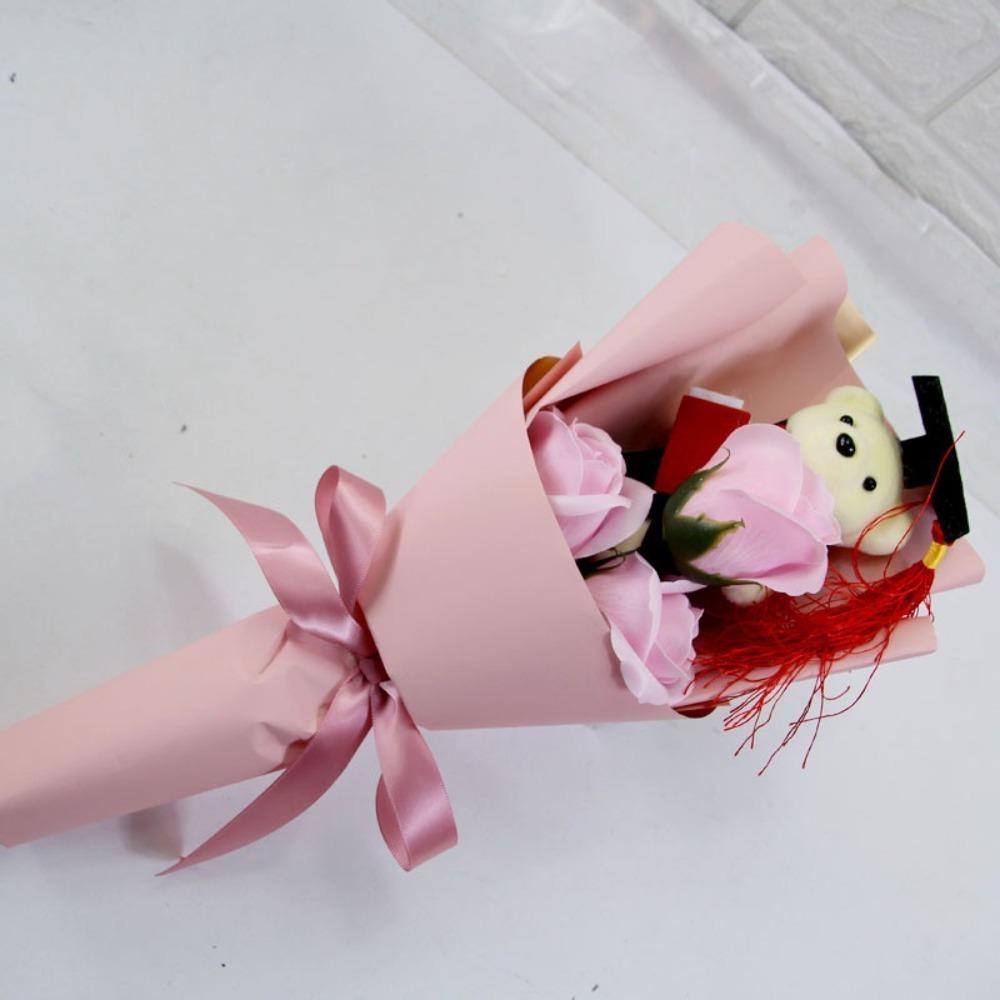 Rose Sunflower Soap Flower Sunflower Cartoon Lovely Bear Chic Animal Bouquet  Graduation Ceremony