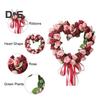 Жүрек пішінді раушан гүлінен жасалған гүл шоғы Валентин күніне арналған жасанды раушан гүлінен жасалған ленталы гирлянда Үйдің есігіне арналған гүлді гүл шоғы Үйлену тойының мерейтойын безендіру үшін