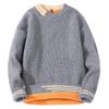Men's Plush Knit Two-Piece Round Neck Pullover Sweater, Autumn/Winter Trend