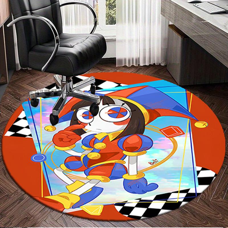 1PC Digital Circus Adventure Round Rug, Non-slip Chair Mat, Home Decor, Circle Carpet Perfect for Office, Bedroom, Living Room,Christmas gift