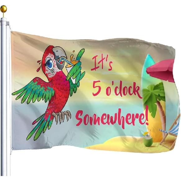 Its 5 Oclock Somewhere Flags For Room Unique Funny Flag Outdoor Banner For Fishing 3x5 Ft, Graduation Gifts For Men white-4