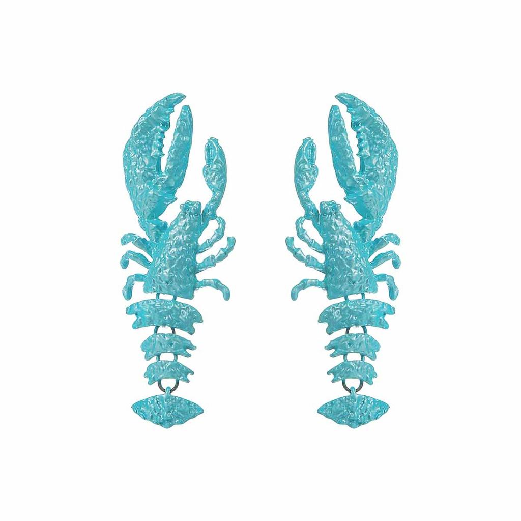 Exaggerated Multi-Color Baked Paint Crayfish Earrings for Women Ladies New Beach Vacation Pendant Earrings Jewelry Accessories