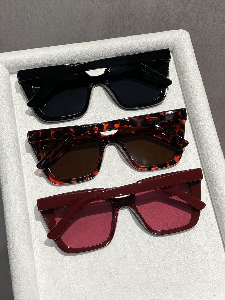3PCS Unisex Large Square Frame Fashionable Sunglasses Suitable for Daily Wear All Face Types Ideal Gift Choice