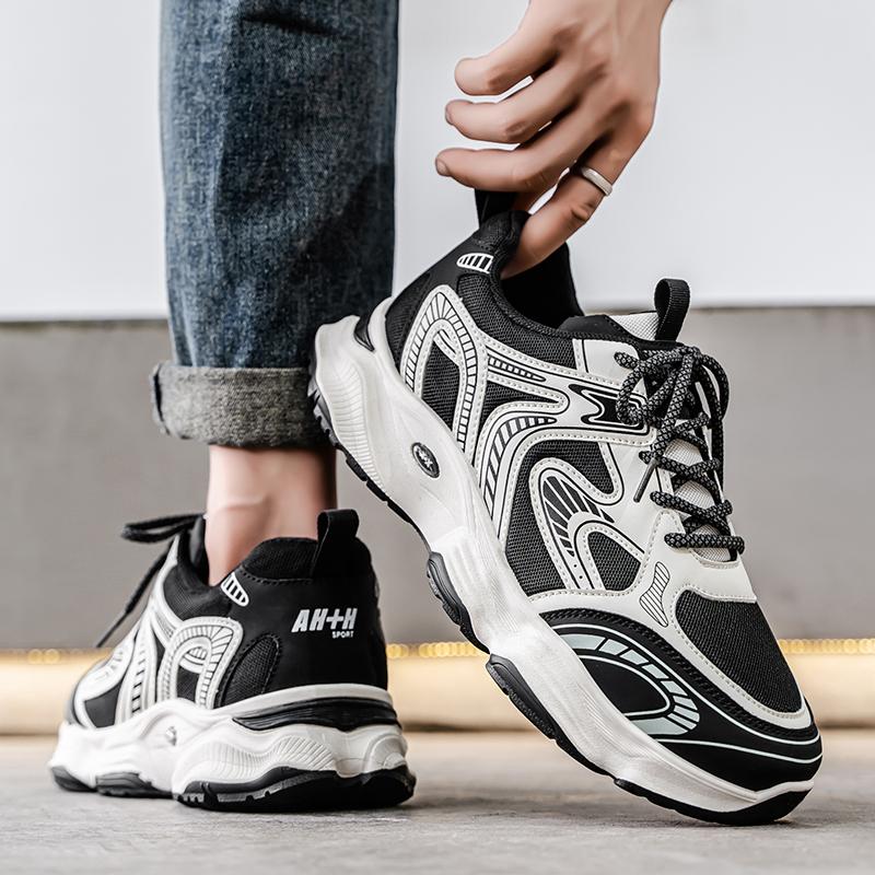 New men's shoes large-sized fashionable thick-soled sneakers men's casual sports shoes breathable mesh loafers for men hombre