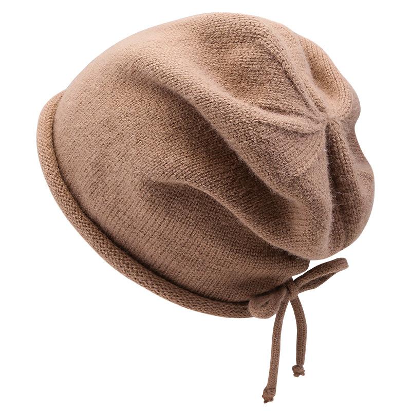 Warm Crimping Head Girls Drawstring Lazy Wind Stacking Hat Children's Autumn and Winter Fashion Cold Hat