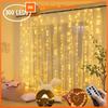 LED Curtain Lights USB Powered with Remote Control Holiday Christmas Decorations for Home Wedding Birthday Bedroom Party Lights