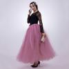 Hand-Woven European & American Puffy Gauze Skirt for Dance & Photography - Patchwork Color Blocking, Floor-Length