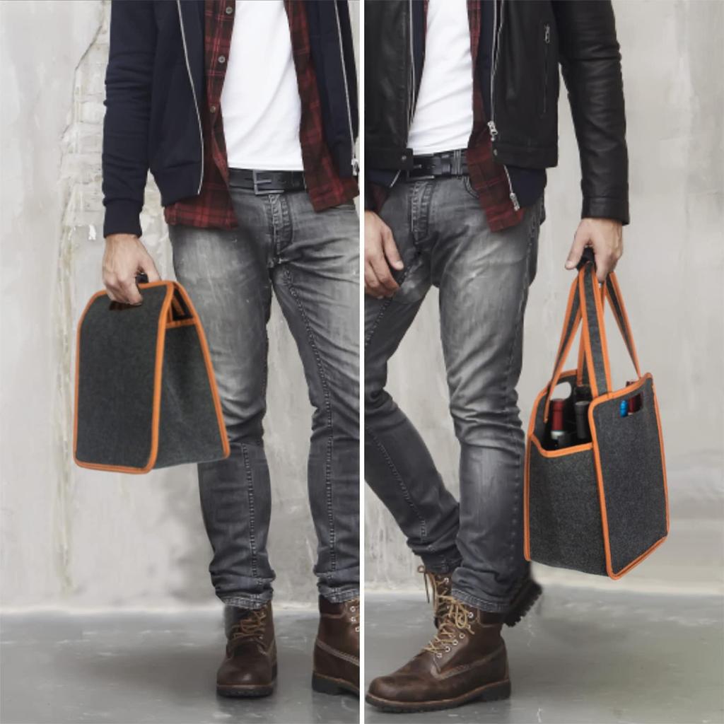 6 Bottles Wine Tote Bag Reusable Travel Felt Insulated Tote Bags Wine Bottle Carrier for Barbecue Camping Travel Picnic