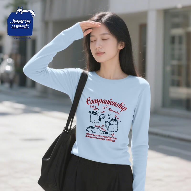 Jeanswest Women s Fuzzy Kitten Print Cotton Long-Sleeve Top M