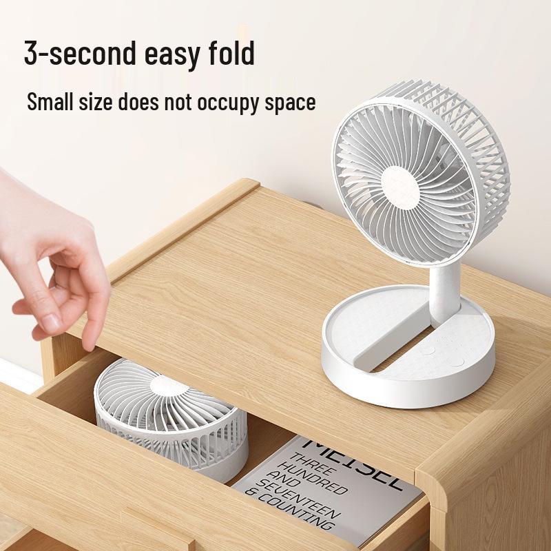 Foldable 6-inch USB Charging Mini Desktop Fan with Telescopic Head and Long Battery Life