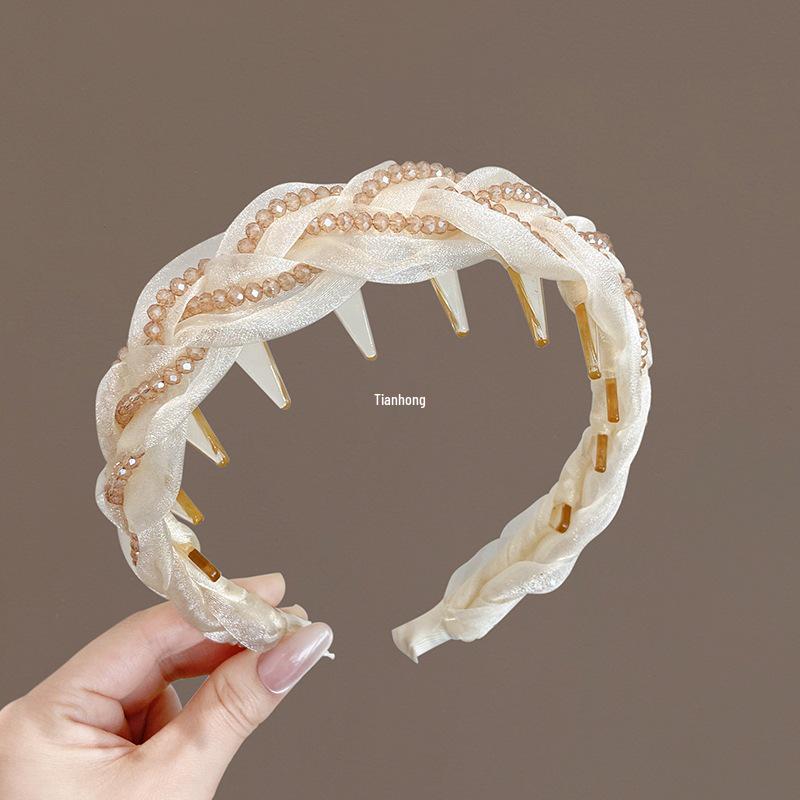 Women's Luxury Mesh Braid Headband, 2025 Fashion Style, High Crown, Daily & Outer Wear.