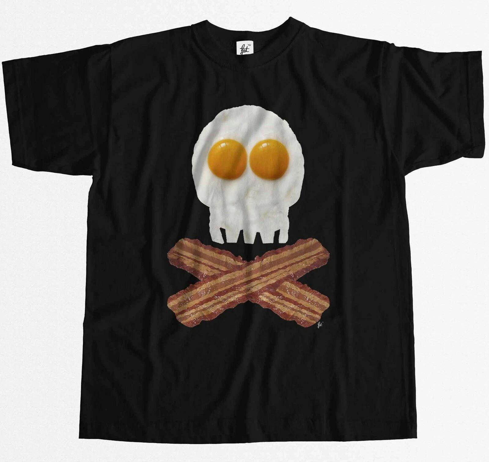 Pirates Skull & Crossbones Made of Bacon & Eggs Funny Joke Mens T-Shirt XXXL