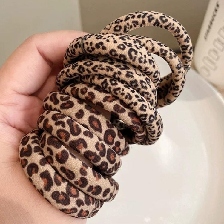 5PCS Fashion Leopard Hair Bands Stretch Fabric Hairband Hair Elastics Lightweight Hair Ties For Multiple Hairstyles