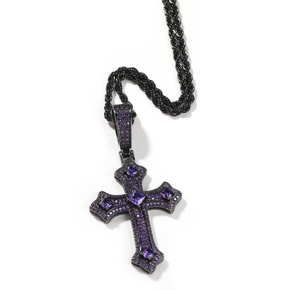 Accessories Hip Hop Cross Diamond Pendant Necklace Vintage Niche Versatile Necklace