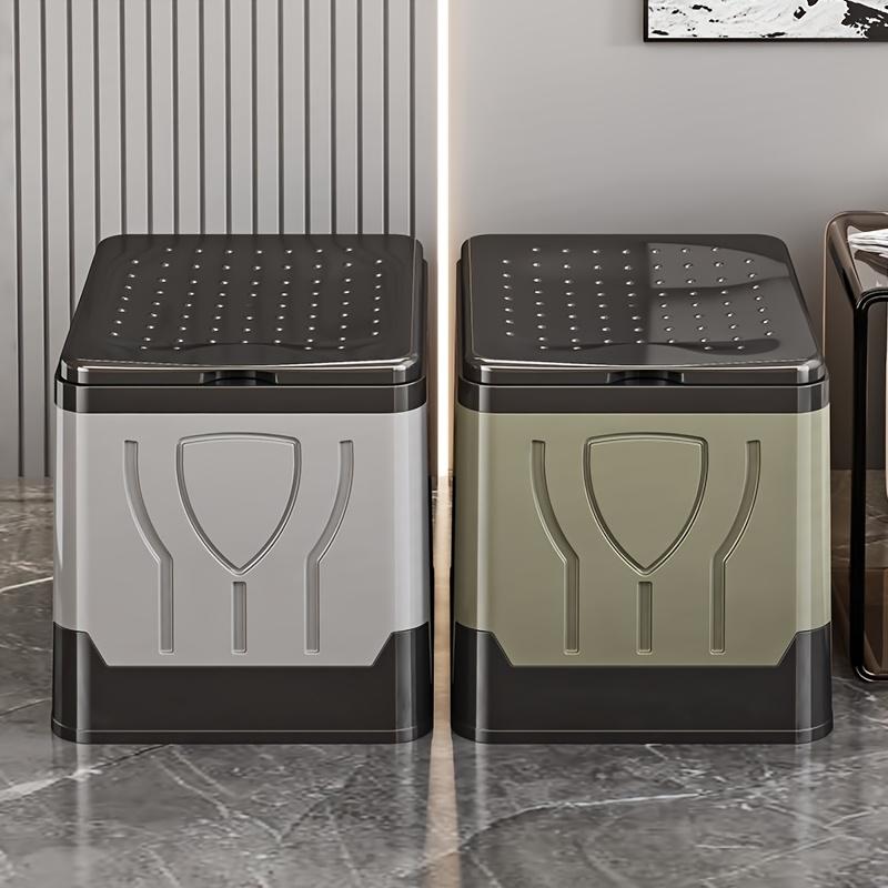 Portable Folding Toilet with Lid Reusable Trash Bin Foldable Odor Proof Box Emergency Toilet for Camping Travel Vehicle Carvan