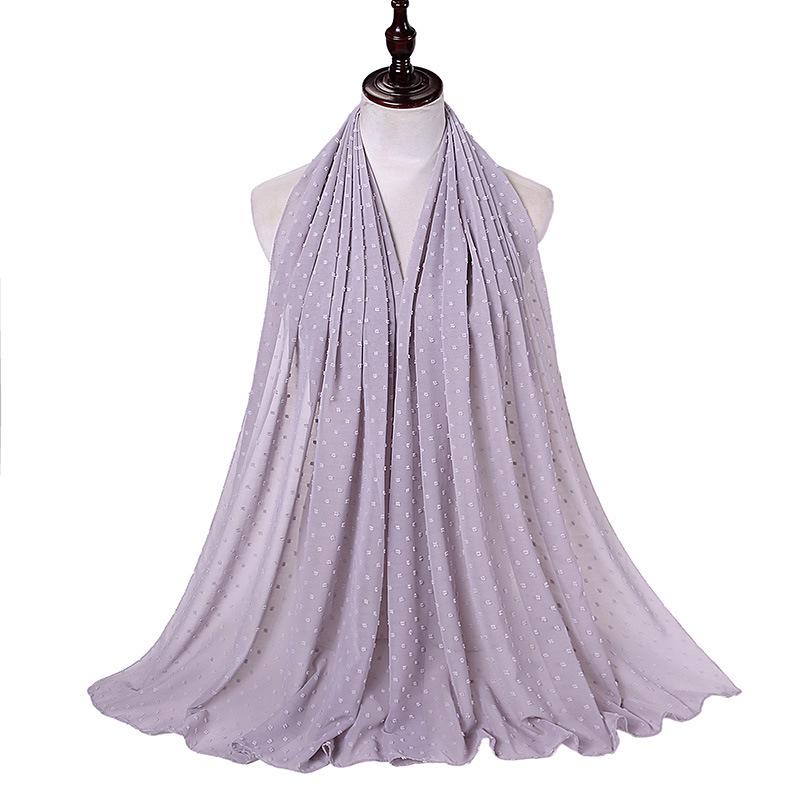 Pearl Tassel Solid Color Chiffon Headscarf