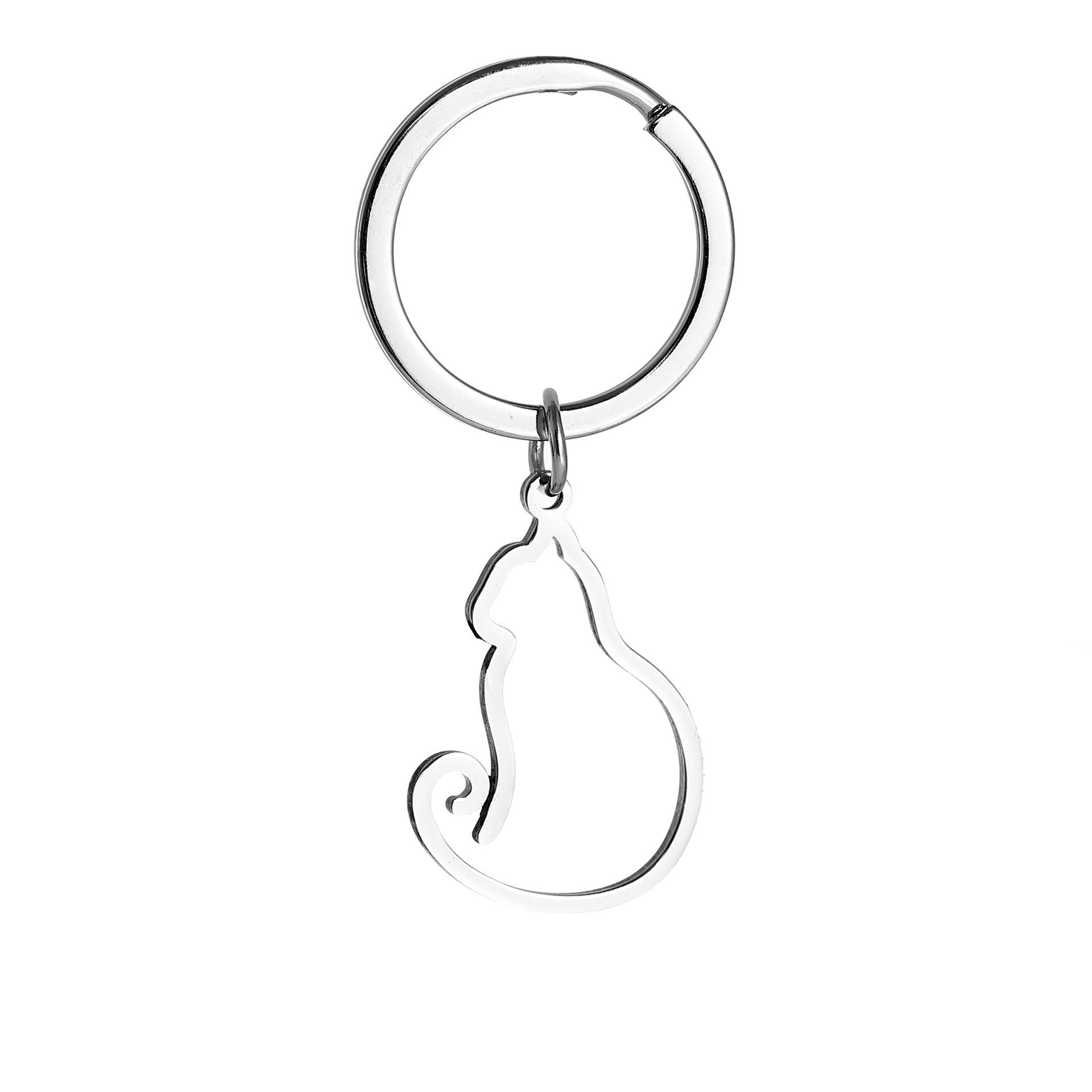 Полая брелок-кошка тигр из нержавеющей стали Креативный животный полый дизайн Минималистичный стиль Практичный подвеска для рюкзака